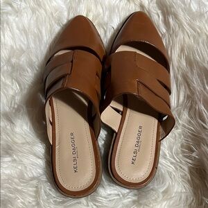 Kelsi Dagger Tan Leather Mules